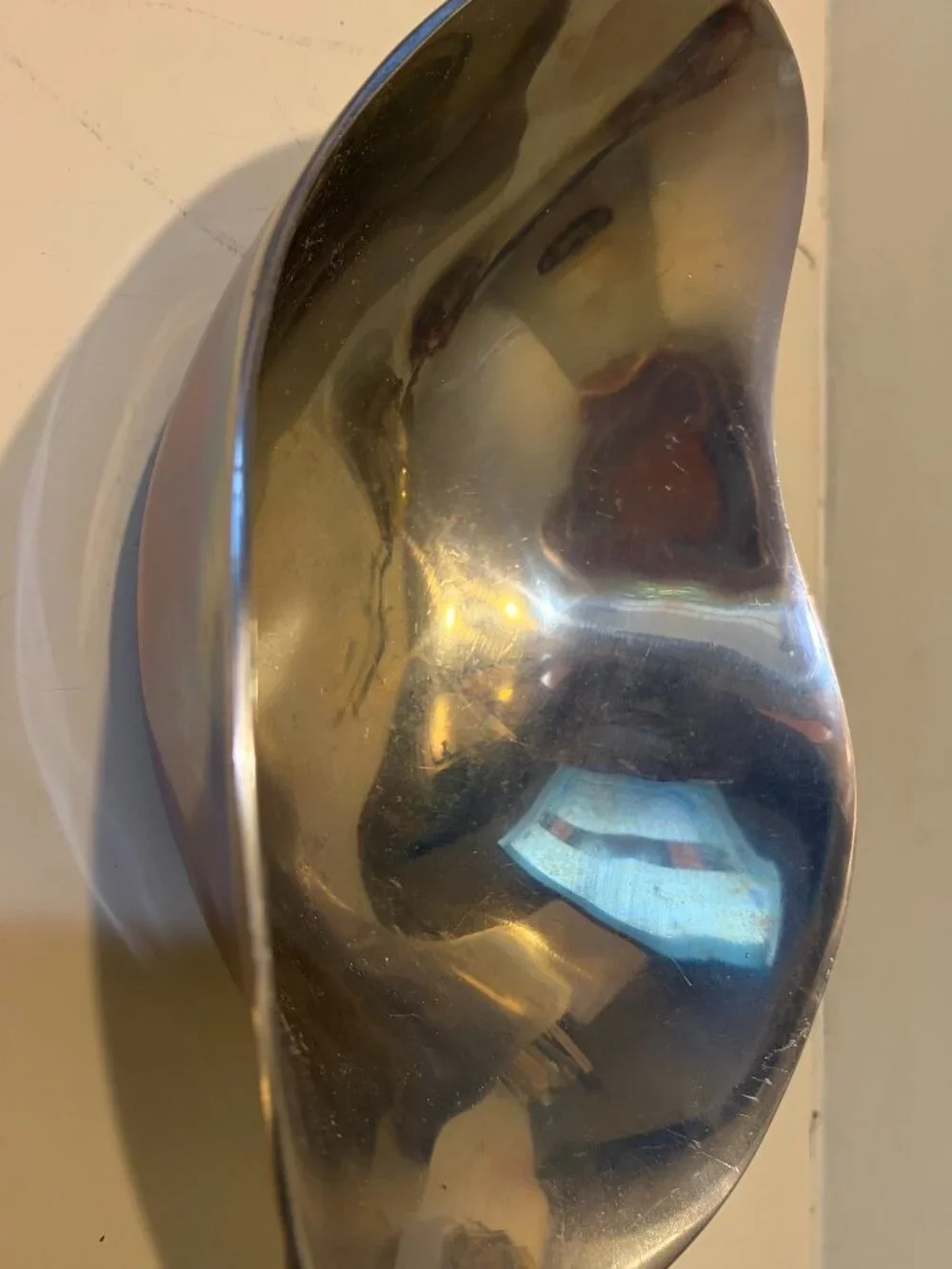 MID-CENTURY NAMBE BUTTERFLY TRI-CORNER SCULPTURAL METAL SERVING BOWL 12-1/2